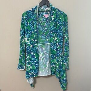 Lilly Pulitzer light Floral Green and Blue Women's Sweater